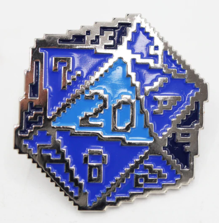 Blue 8-Bit D20 Enamel Pin